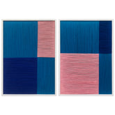 Blush and Azure I and II - Contemporary Artistry Meticulously Crafted with Woven Threads